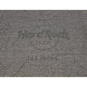 Hard Rock Hotel Las Vegas Womens V-Neck Tee L Dark Rhinestone Logo Y2K Babydoll